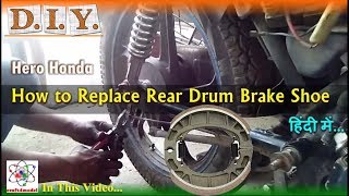 Hero Passion Plus Replacing Rear Drum Brake Shoe [upl. by Senn761]