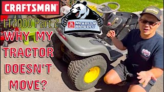 WHY DOESN’T MY LAWN TRACTOR MOVE HOW TO REPLACE A CRAFTSMAN LT2000 LAWNMOWER DRIVE TENSIONER PULLEY [upl. by Urita957]