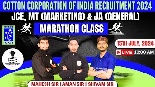 Cotton Corporation of India Exam Classes 2024  CCI Marathon Class 2024  CCI JCE Marathon Class [upl. by Rolyab]