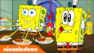 SpongeBob Cooking Krabby Patties for 20 Minutes 🍔  Nickelodeon Cartoon Universe [upl. by Leupold849]