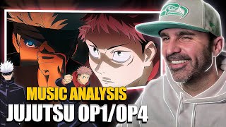 MUSIC DIRECTOR REACTS  Jujutsu Kaisen  OP 1 and OP 4 FULL [upl. by Bickart70]