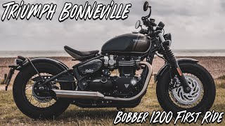 Triumph Bonneville Bobber 1200  First Ride [upl. by Sillaw]