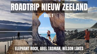 REIS DOOR NIEUW ZEELAND  ROADTRIP DEEL 1  ELEPHANT ROCK ABEL TASMAN NELSON LAKES  WERELDREIS [upl. by Bonnee202]