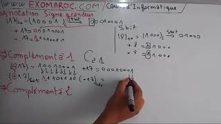 EP 06 Informatique S1codage notation signe grandeur complément à 1 et à 2 darija [upl. by Enelyam]