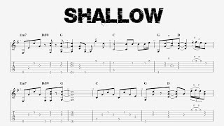 Lady Gaga  SHALLOW  Guitar Tutorial Tab  Sheet Music [upl. by Grose]