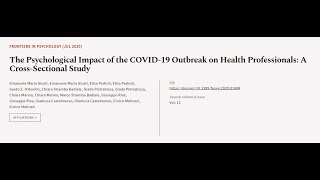 The Psychological Impact of the COVID19 Outbreak on Health Professionals A CrossSe  RTCLTV [upl. by Caputo487]