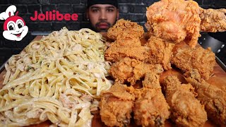 ASMR EATING CRISPY JOLLIBEE CHICKEN amp CREAMY CHICKEN FETTUCCINE ALFREDO MUKBANG [upl. by Felisha]