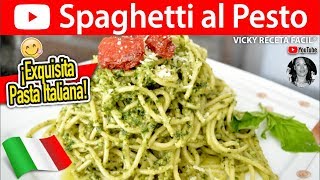 SPAGHETTI AL PESTO  VickyRecetaFacil [upl. by Thilda]