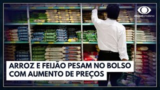 Preço do arroz e do feijão tem nova alta nos supermercados  Jornal da Band [upl. by Garber]