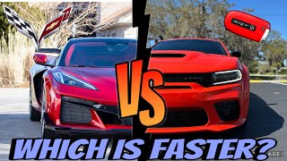 Charger Hellcat vs C8 ZO6 Corvette‼️Drag Race 🏁 [upl. by Sallyann915]