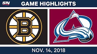 NHL Highlights  Bruins vs Avalanche – Nov 14 2018 [upl. by Erinn]