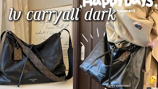 Louis Vuitton CarryAll Dark MM M25143 Black Review [upl. by Novets]