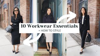 10 WORKWEAR ESSENTIALS  HOW TO STYLE  Corporate Wardrobe Style Basics [upl. by Aneerol589]