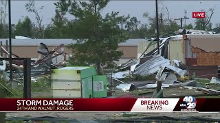 Stores destroyed by tornadoes in Rogers [upl. by Ruhtua]