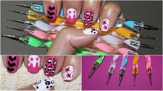 5 EASY Designs using Nail Dotters [upl. by Anyl]