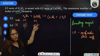 05 mole of H2SO4 is mixed with 02 mole of CaOH2 The maximum number of moles of CaSO4 formed [upl. by Kravits971]