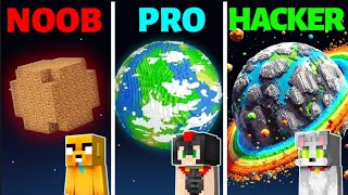 Minecraft NOOB vs PRO vs HACKER 🌎🤯 PLANETA de MIKECRACK vs INVICTOR vs ACENIX [upl. by Llevad551]