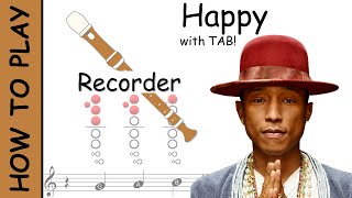 How to play Happy on Recorder  Sheet Music with Tab [upl. by Mikihisa]