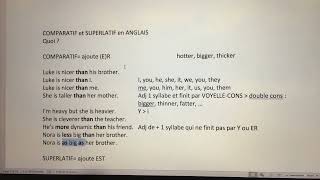 255 COMPARATIF et SUPERLATIF en ANGLAIS [upl. by Flint]