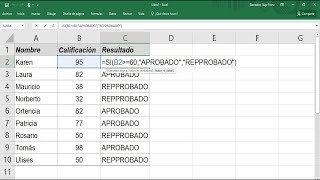 Función SI Ejercicio 1 Aprobado  Reprobado Modulo 3 y 4 Curso SENA Excel Intermedio [upl. by Ahsinnek186]