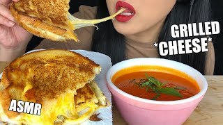 ASMR GRILLED CHEESE SANDWICH amp TOMATO SOUP Eating Sounds Soup Slurping Cheese Pull  ASMR Phan [upl. by Gile]