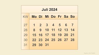 Kalender Juli 2024 [upl. by Mars84]