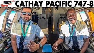 Cathay Pacific Boeing 7478 Cockpit to Alaska with Captain Obet [upl. by Dlorad578]