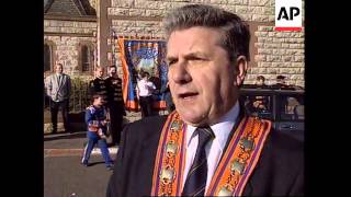 NORTHERN IRELAND CATHOLICS ATTEMPT TO BLOCK PARADE BY ORANGEMEN [upl. by Bolt]