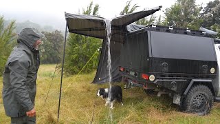 Rain Camping In Popup Car Tent [upl. by Yllut657]