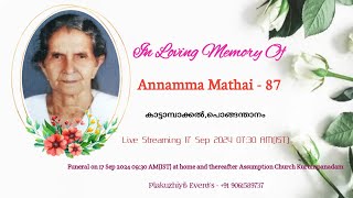 FUNERAL SERVICE  ANNAMMA MATHAI  87  KATTAMBAKAL [upl. by Alikam763]