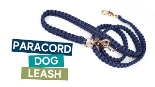 HOW TO MAKE A PARACORD DOG LEASH TUTORIAL  Cobra paracord weave [upl. by Azaleah]