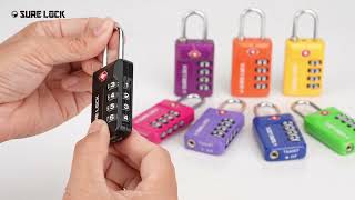 Surelock 17021 model 4 digit combination TSA luggage locks [upl. by Margit902]