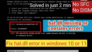 Quick Fix Resolve Haldll Blue Screen in Windows 10 in 2 Minutes No SFC or DISM [upl. by Onabru]