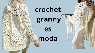 crochet 4 granny square cardigan principiantes beginner granny 1 [upl. by Aitnom]