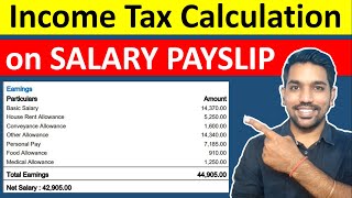 Income Tax Calculation on Salary Payslip  How to Calculate Income Tax Calculator [upl. by Leontine]