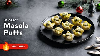 Bombay Masala Puffs  Tasty Indian Vegetarian Pastry Bites  Easy amp Spicy Party Appetizer Recipe [upl. by Anelagna]