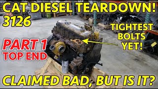 A CAT DIESEL Caterpillar 3126 72L Turbo Diesel Engine Teardown Part 1 Lets Take The Top Off [upl. by Nelg]