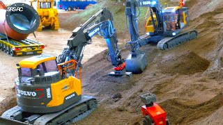 BEST OF RC TRUCKS AND CONSTRUCTION MACHINES VOLVO RC DIGGER DUO SWISS SCALE RC TRUCKS [upl. by Annaig]