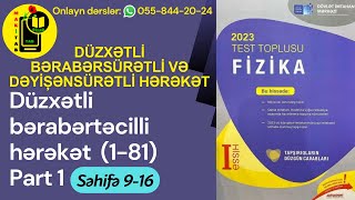 DİM YENİ TEST TOPLUSU 2023 FİZİKA  Düzxətli bərabərtəcilli hərəkət  Part 1  Test 181 tam izah [upl. by Eidob]