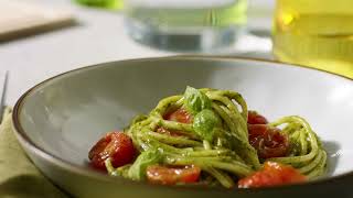 Barilla  How to make Spaghetti with Pesto genovese and roasted tomatoes [upl. by Erv950]