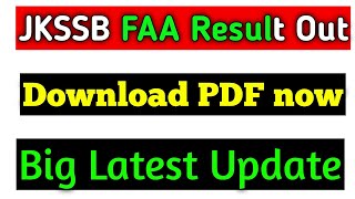 jkssb FAA result Declared  jkssb FAA expected result out  jkssb Result  jkssb Results today [upl. by Mallina994]