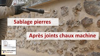 Sablage de pierres après joints chaux à la machine [upl. by Home]