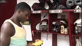 BURGER BYTES Kerryon Johnson discusses mustard chugging [upl. by Dorsy425]