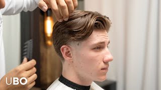 GREAT HAIRCUT How to Do a Low taper fade with Middle Part  Step by Step [upl. by Wendel]