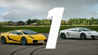 HD Superleggera vs LP5604 Lamborghini Gallardo GTBOARDcom [upl. by Neerod]