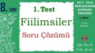 Fiilimsiler 1 Soru Çözümü MEB KAZANIM TESTLERİ  1 Test 2017  2018 [upl. by Peggie]