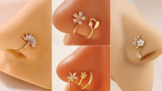 NOSE STUDS STUNNING AND GORGEOUS GOLD SILVER DIAMOND NOSE STUD AND NOSE RING DESIGN PIERCING IDEA [upl. by Pytlik]