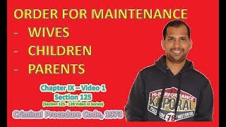 Maintenance of Wives Children and Parents  Section 125  CrPC [upl. by Posner]