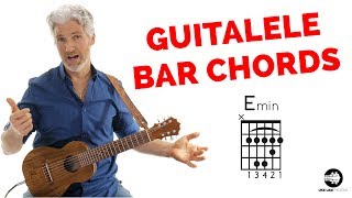 How To Play E and E Minor Bar Chords on Guitalele [upl. by Inasah]