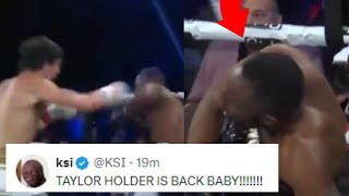 INFLUENCERS REACT TO TAYLER HOLDER KNOCKOUT DWG EARTH  MISFITS TAYLER HOLDER VS DWG EARTH REACTIONS [upl. by Feldt]